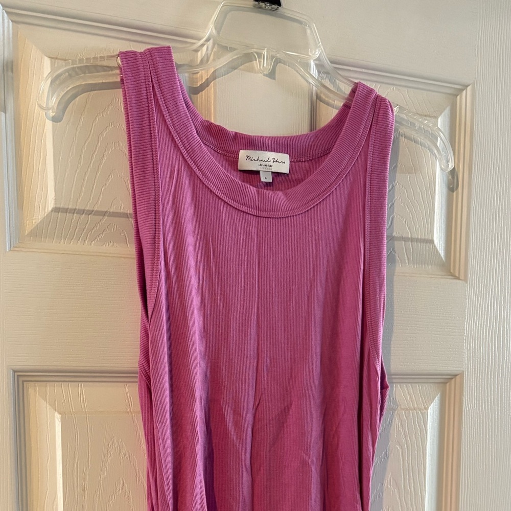 Michael Stars Fuchsia Ribbed Sleeveless Top